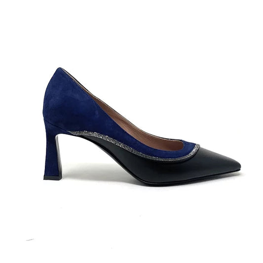 POLLINI | CAROLINE | BLACK/NAVY LEATHER/SUEDE